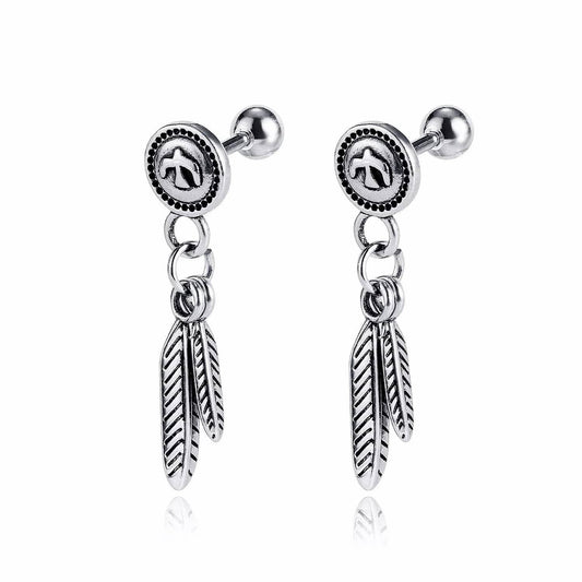Vintage Feather Dangle Earrings