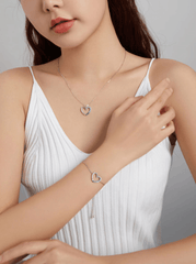 Silver Rainbow Heart & Bracelet Set