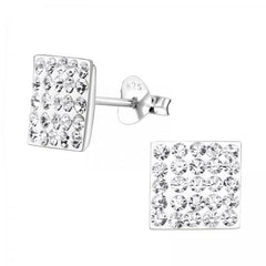 Silver Square Stud Earrings