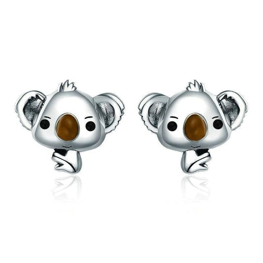 silver koala earrings