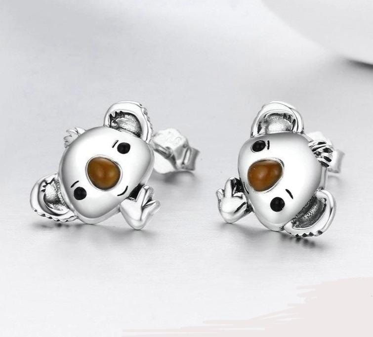 silver koala earrings