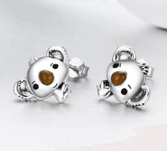 silver koala earrings