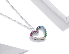 Silver Rainbow Heart & Bracelet Set