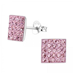 Silver Square Stud Earrings
