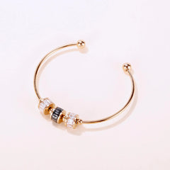 Steel Rose Gold Bead Bangle