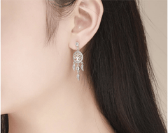 Silver Dream Catcher Pendant Necklace Jewelry Set