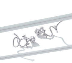 Silver Rose Stud Earrings Clips