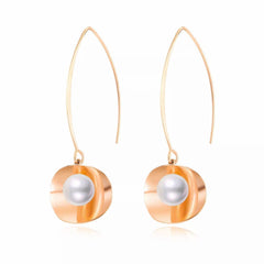 Stainless Steel Rose Gold White Pearl Earrings