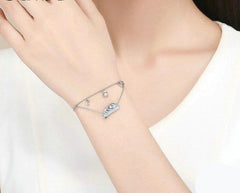 Silver Sleeping Cat Bangle