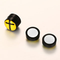 Stainless Steel Round Cross Earrings