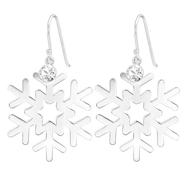 Silver Snowflake Earrings with Swarovski Crystals