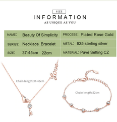 Rose Gold Lock Love Pendant Necklace Jewelry Set