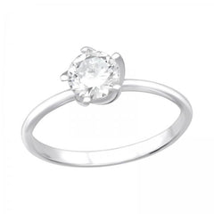 Silver Solitaire Engagement Ring