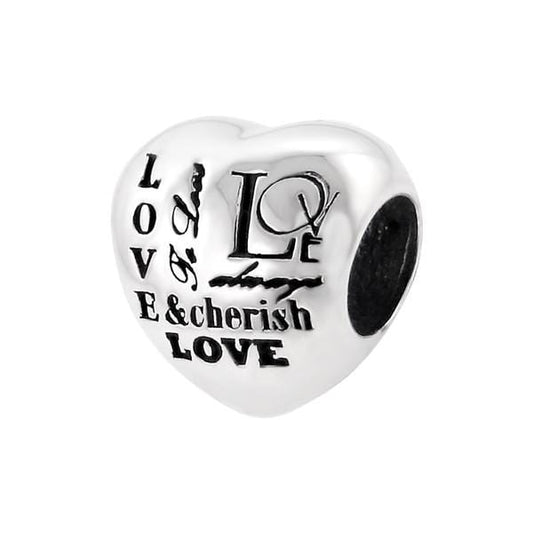 Silver Heart Love Charm Bead