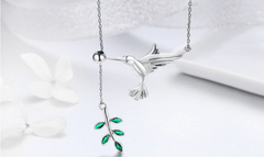 Silver Bird Dangle Necklace