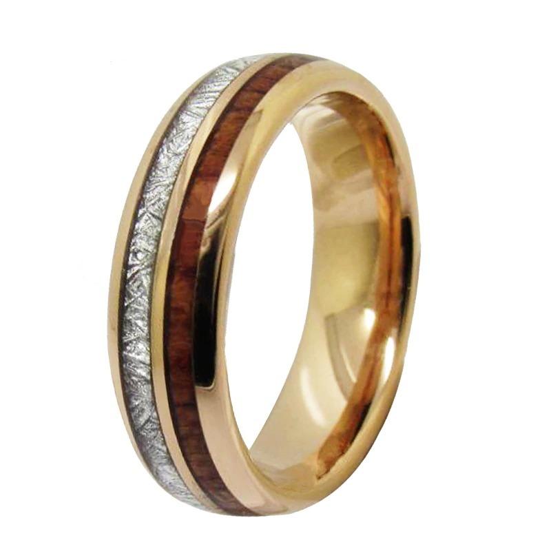 Tungsten Wood Inlay 6mm Engagement Ring