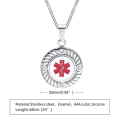 Medical Alert round Necklace