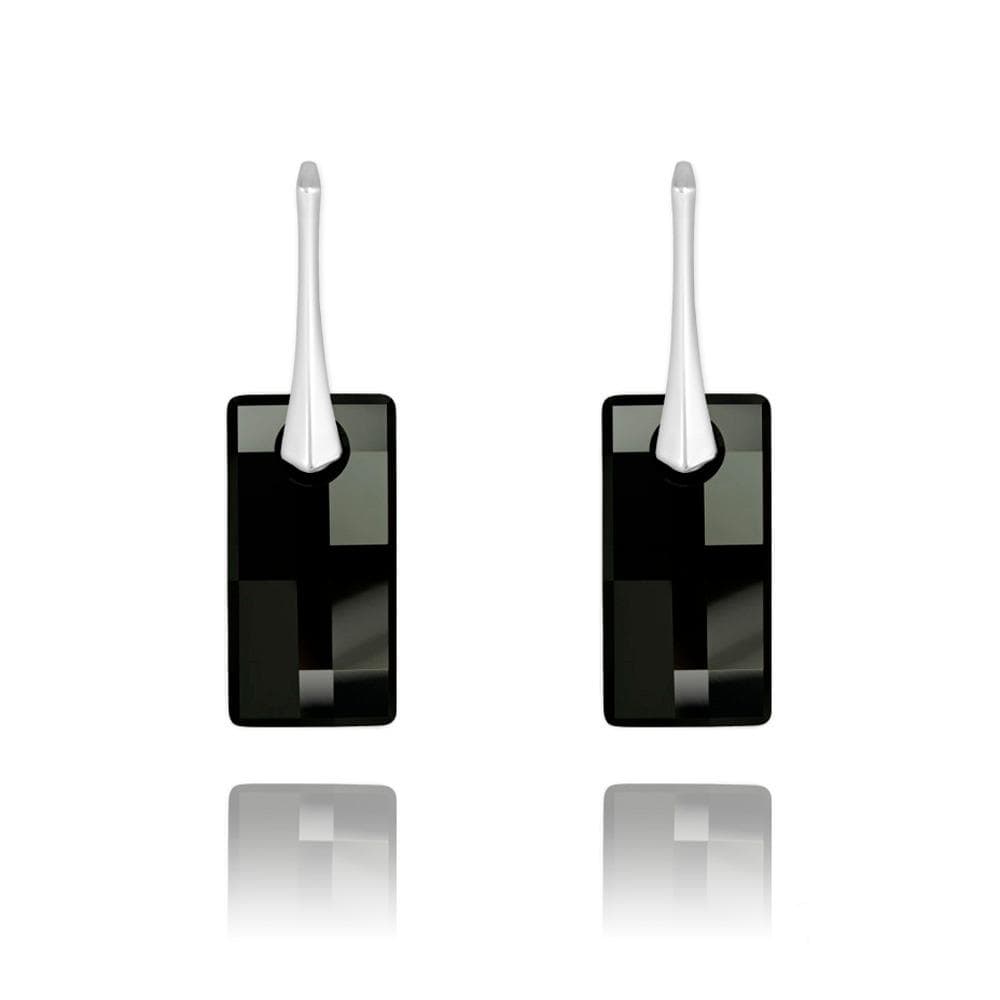 Silver Leverback Jet Earrings