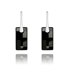 Silver Leverback Jet Earrings