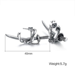 Stainless Steel Mens Sword Earrings