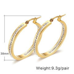 Stainless Steel Cz Gold Hoop Earrings