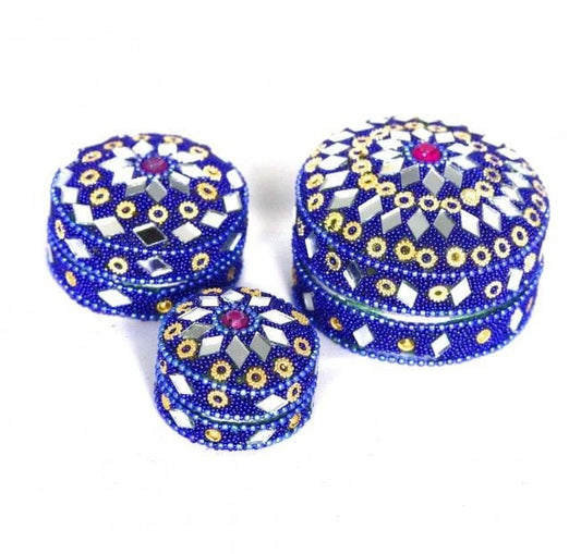 HANDMADE CUT GLASS MULTI-PURPOSE SET OF 3 BOXES