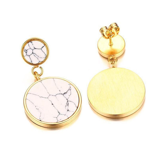 Steel Gold Round Earrings