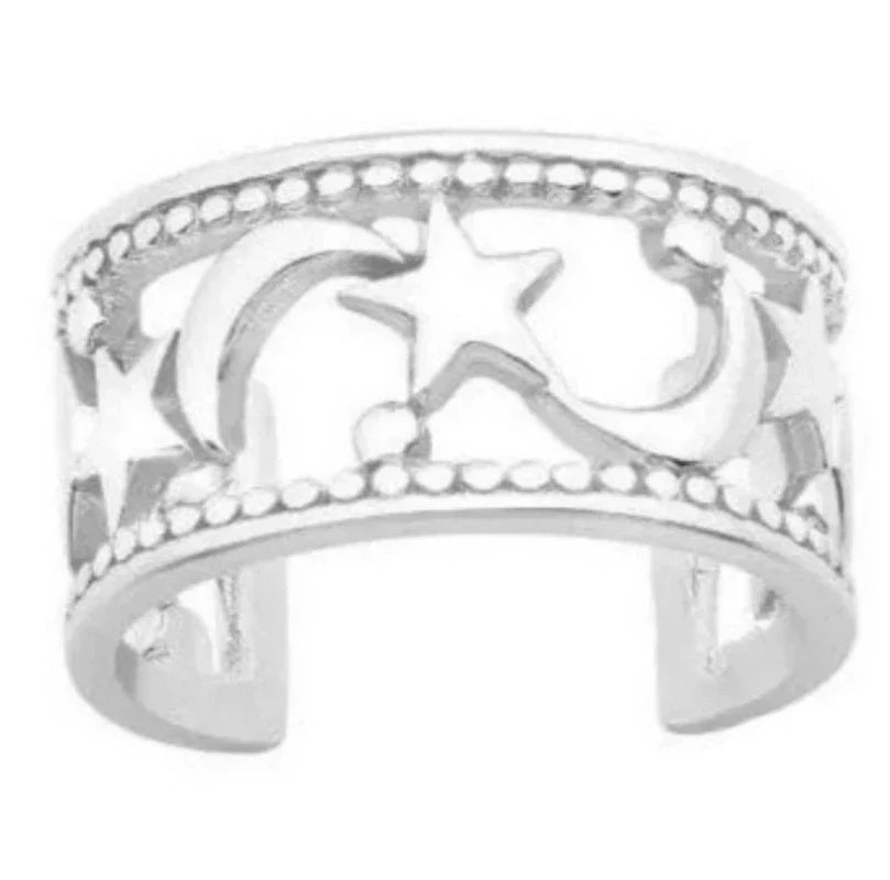 Silver Moon and Star Ear Cuff