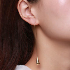 Steel Gold Long Drop Earrings