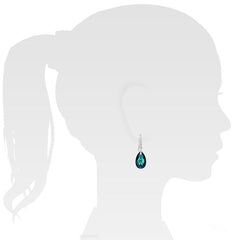Sterling Silver Bermuda Blue Pear Crystal Earrings