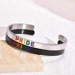 Steel Pride LGBT Rainbow Bangle