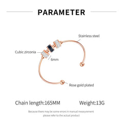 Steel Rose Gold Bead Bangle