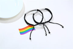 Steel Braided Rainbow Pride Flag Bracelet for  Couple