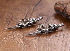 Stainless Steel Mens Sword Earrings