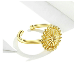 Silver Gold Compass Wedding Ring