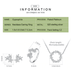 Silver Floral Pendant Necklace Jewelry Set