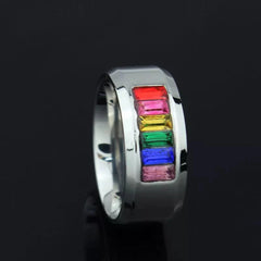 Rainbow CZ Pride Stainless Steel Ring