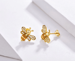 Silver and Gold Bee Earrings