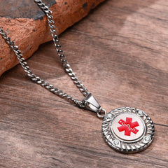Medical Alert round Necklace