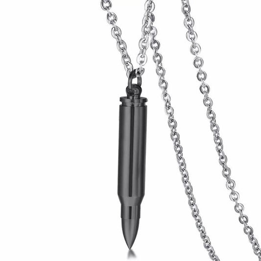 Stainless Steel Black Bullet Necklace for Ashes