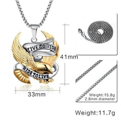 Two Tone Eagle Mens Necklace
