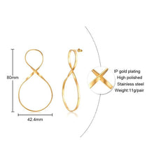 Stainless Steel Gold Dangle Ladies Earrings