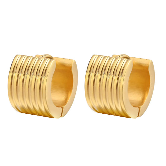 Steel Wide Huggie Earrings