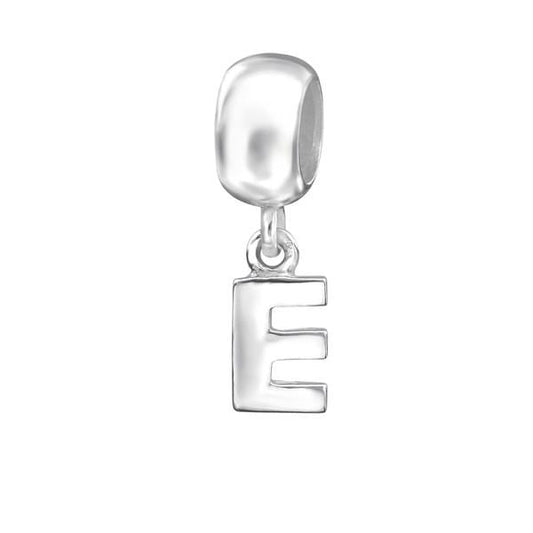 Silver Hanging "E" Charm Bead 
