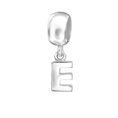 Silver Hanging "E" Charm Bead
