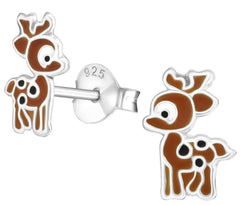 Sterling Silver Cute Deer Stud Earrings for Kids
