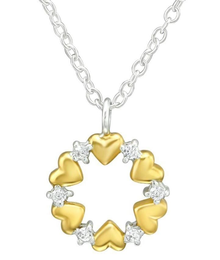 Silver Heart Necklace with CZ