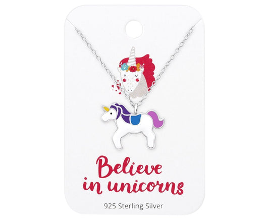 Kids Believe in Unicorn Silver Blue Earrings