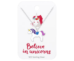 Kids Believe in Unicorn Silver Blue Earrings