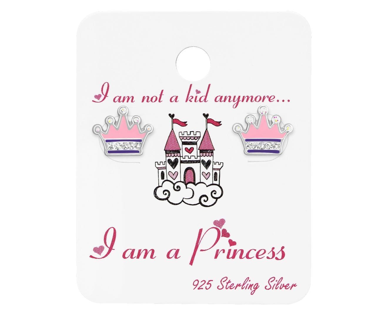 Kids Princess Crown Silver earrings for Girls